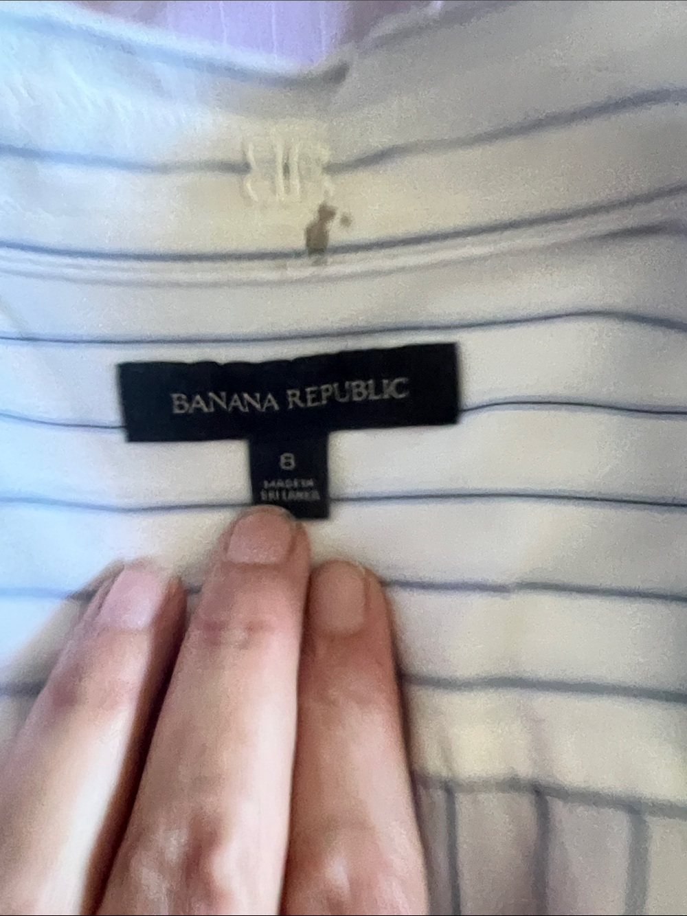 Banana Republic White Shirt with Navy Stripes
